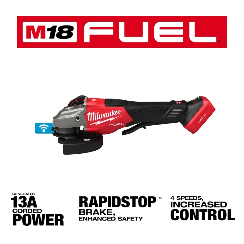 Milwaukee 3672-20 M18 Fuel 4 1/2 inches-6 inches Variable Speed Braking Grinder, Paddle Switch w/ ONE-KEY