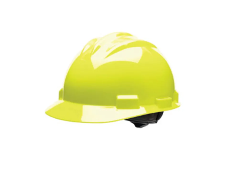 Bullard 61HYR Hi-Viz Yellow HDPE Cap Style Hard Hat With Ratchet/4 Point Ratchet Suspension