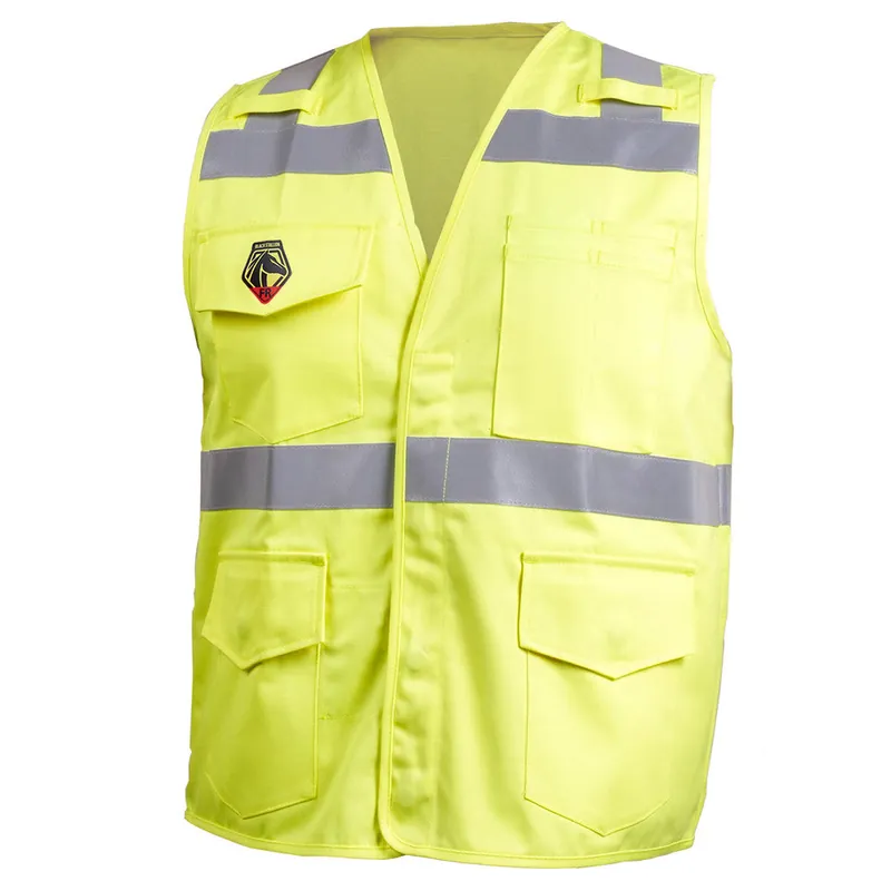 Black Stallion VF1110-HY-L Hi-Vis ANSI Class 2 FR Cotton Safety Vest Large