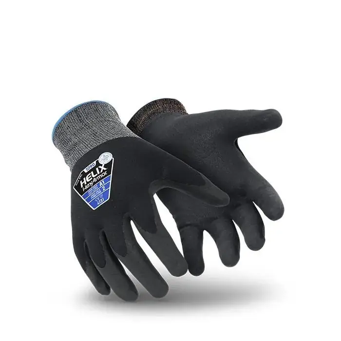 Hexarmor 1092-L (9) Helix 15 Gauge Nylon, Elastane And Nitrile Cut Resistant Gloves With Nitrile Coated Palm and Fingertips