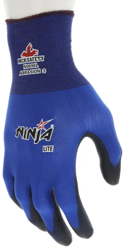 Mcr Safety N9696XXL Ninja Lite Gloves, 18 Gauge Nylon Shell, Polyurethane Palm/Fingertips, 12 Pairs