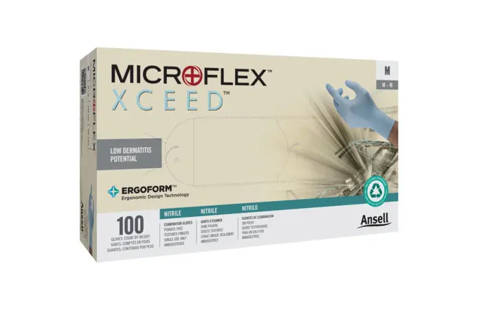 Ansell XC-310CP-L MICROFLEX XC-310CP Blue Large Powder Free Disposable Exam Gloves