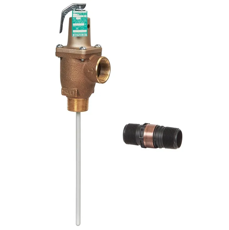 Watts F163720 1 IN 40XL-4 Bronze Automatic Reseating Temperature and Pressure Relief Valve, 125 psi, 210 degree F, 4 IN Coated Thermostat