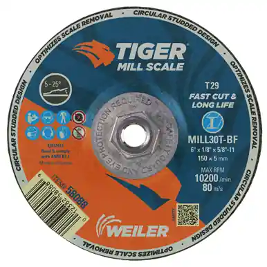 Weiler 58088 Tiger Mill Scale Grinding Wheel MILL30T 6 inches x 1/8 inches