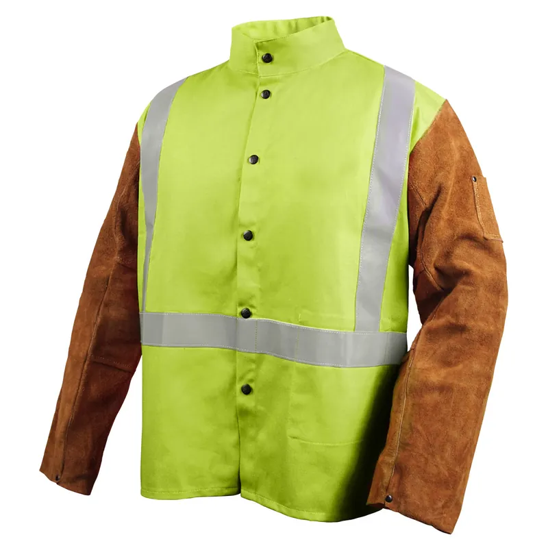 Black Stallion JH1012-LM-MED FR And Side Split Cowhide Hybrid Coat, Reflectives, Size Medium