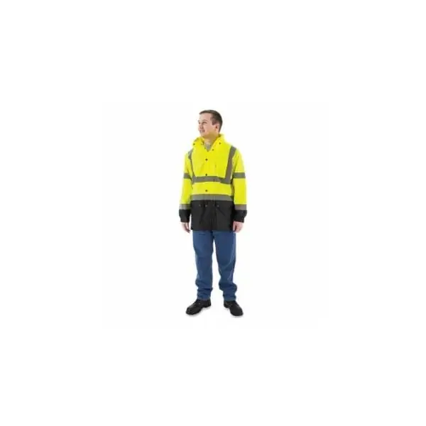 Majestic 75-1305/M Hi-Viz Waterproof Rain Jacket w Nylon Liner, ANSI 3