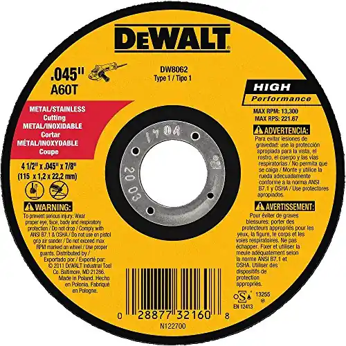 Dewalt DW8062A Cutting Wheel 4-1/2 inches x .045 x 7/8 inches (25 Pack)