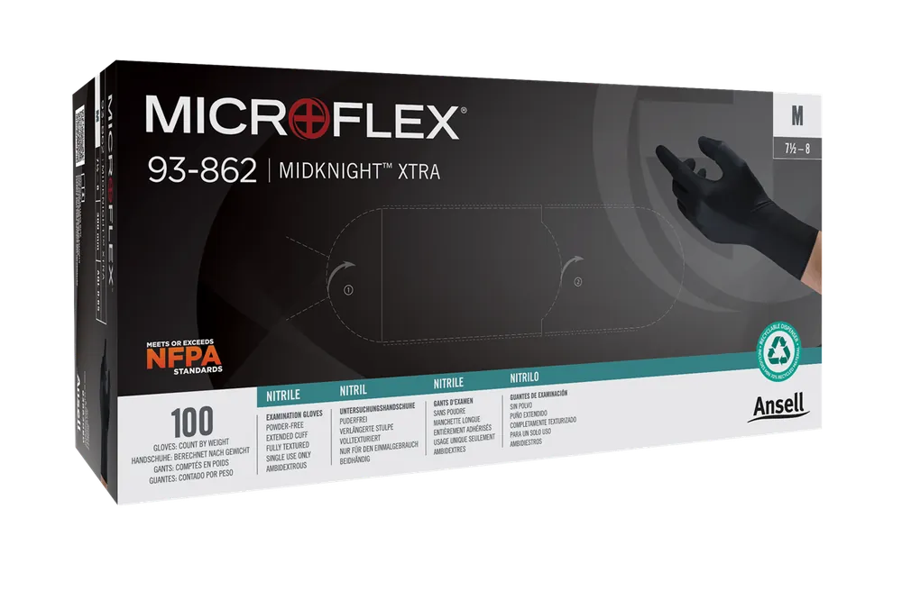 Ansell 93862080 Microflex Mk Xtra 93862 Medium Nitrile Disposable Gloves