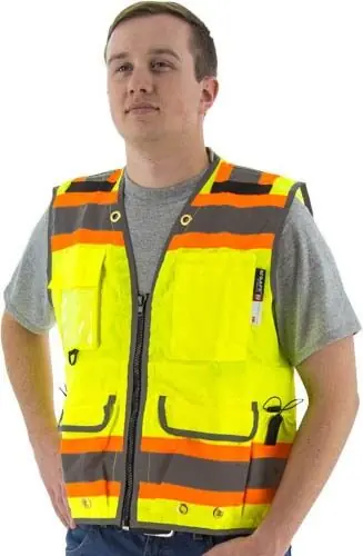 Majestic 75-3235/X1 High Visibility Heavy Duty Surveyors Vest with Two-Tone DOT Striping, ANSI 2, R
