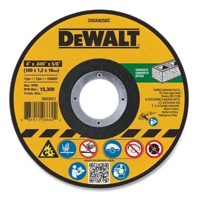 Dewalt DWA8050C Cutting Wheel 4 in Dia, 0.045 in Thick, 5/8 in Arbor