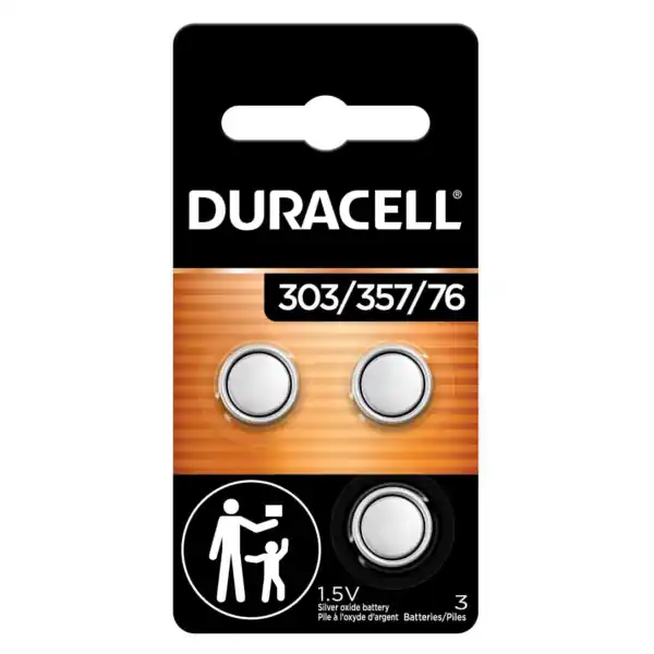 Duracell D303/357/76B3PK 303/357/76 Silver Oxide Button Battery 3 Pack