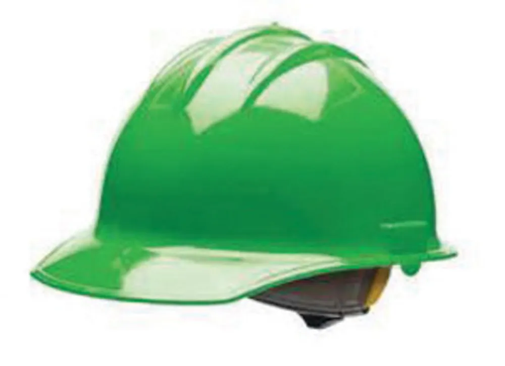 Bullard 61HGR Hi-Viz Green HDPE Cap Style Hard Hat With Ratchet/4 Point Ratchet Suspension