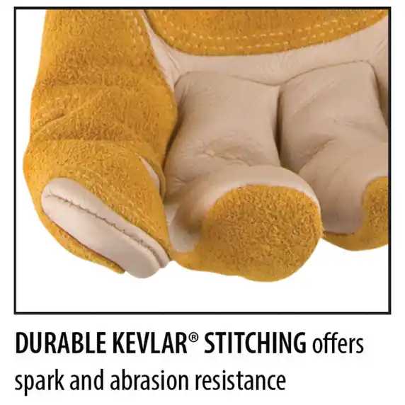 Black Stallion 97KCR-LG Grain/Split Cowhide, Kevlar Sewn Driver's Style Gloves, Cut Resistant, Size Large