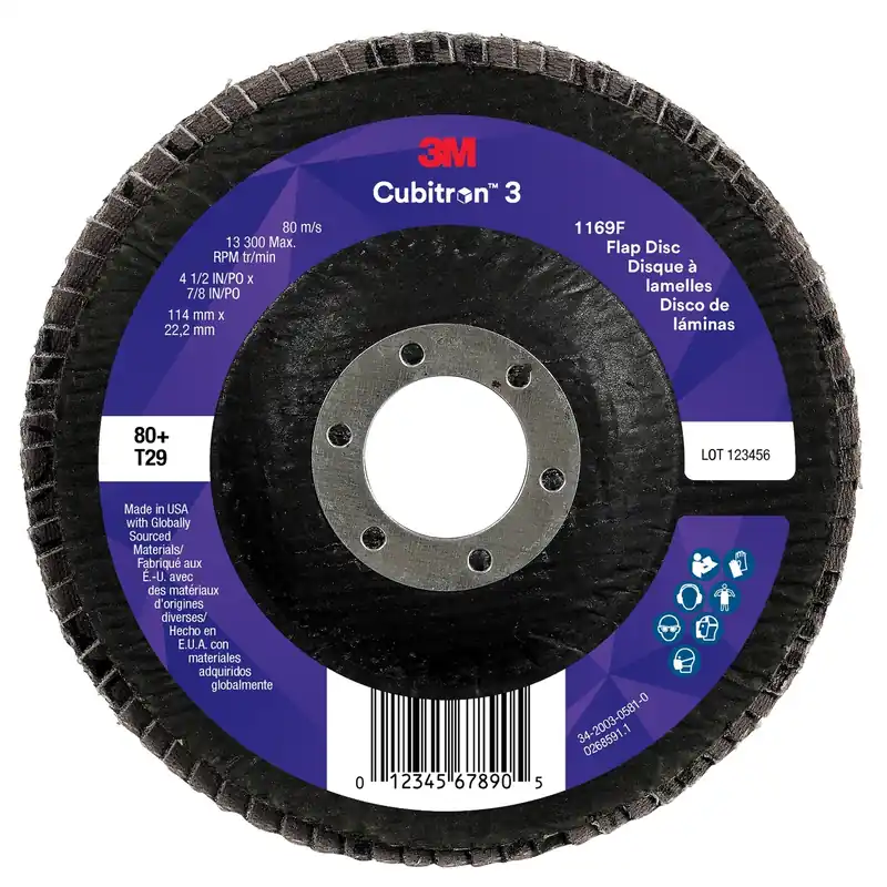 Cubitron 7100380288 3M™ 4-1/2 x 7/8 80+ Grit T29 1169F Cubitron™ 3 Flap Disc