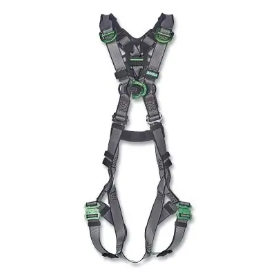 Msa Safety 10195072 V-Fit Full-Body Harness, Back/Chest/Shoulder D-Rings, Super XL, Qc Chest/Leg Strap Buckles, No Padding