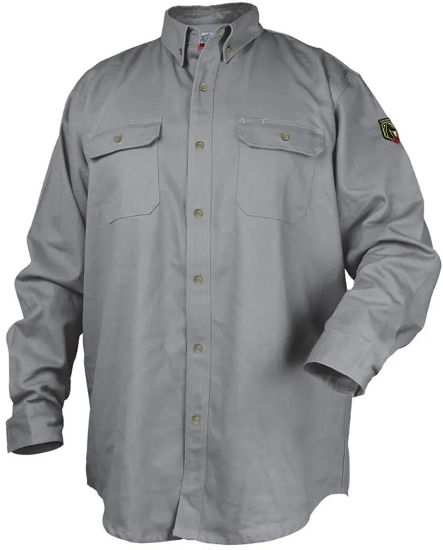 Black Stallion WF2110-GY-2XL FR Cotton Work Shirt NFPA 2112 Arc Rated