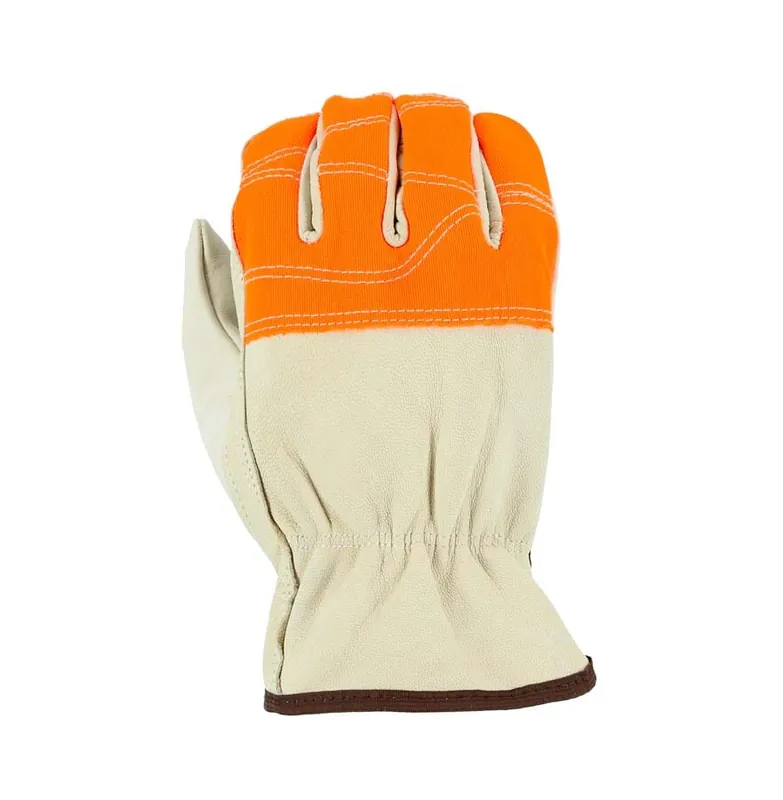 Majestic 1554HVO/10 Goatskin Drivers Glove with High Vis Orange Cloth Fingers