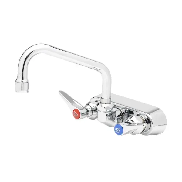 T&S Brass B-1105 Workboard Faucet, Wall Mount, 3-1/2 inches Centers, 6 inches Swing Nozzle, Lever Handles