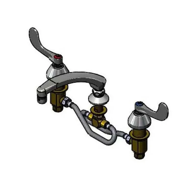T&S Brass B-2865-05-0CS8 Medical Faucet 12 inches Flex Lines, 8 inches Swivel Cast Spout, 2.2 GPM Aerator, 4 inches Wrist Handles
