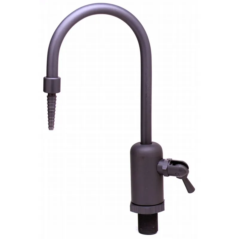 T&S Brass BL-9515-01 Lab Faucet, Dual-Control Handle, Gray PVC, Rigid Gooseneck, Serrated Tip, 3/8 inchesFemale Inlet