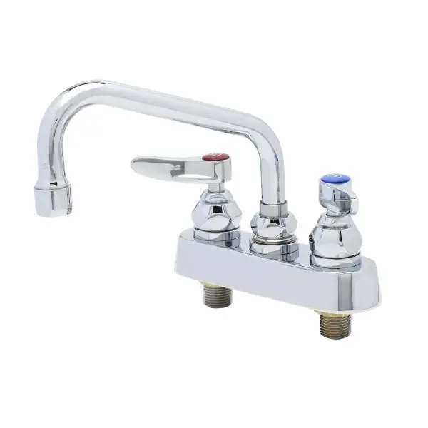 T&S Brass B-1110-M Workboard Faucet, Deck Mount, 4 inches Centers, 6 inches Swing Nozzle, Lever Handles