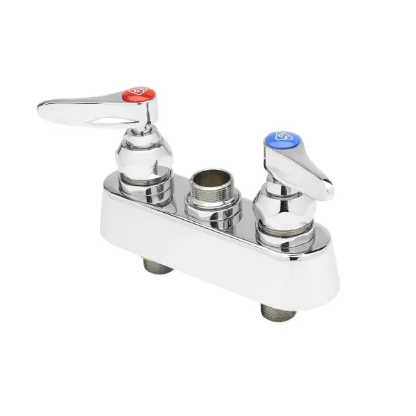 T&S Brass B-1100-LNM Workboard Faucet, Deck Mount, 3-1/2 inches Centers, Lever Handles, 1/2 inches NPT Male Inlets Less Nozzle