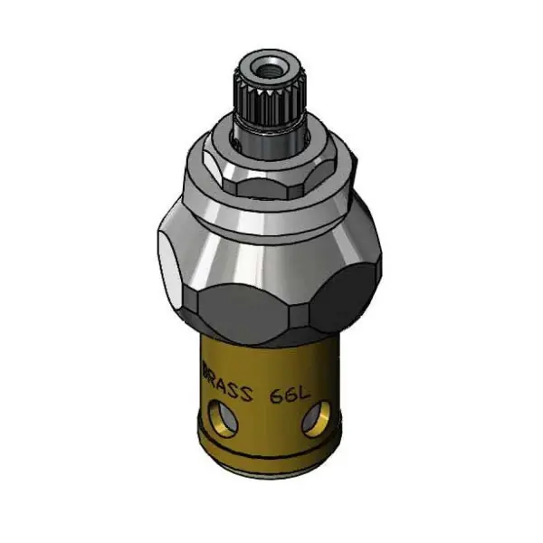 T&S Brass 006477-40NS Spindle Assembly, Quarter-Turn Eterna w/ Spring Check CWS Escutcheon Bonnet, LTC (Cold)