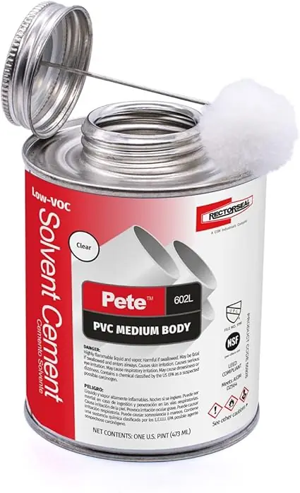 Oatey 55926 RectorSeal PETE 602L Medium Solvent Cement, Thick Formula, Plumbing, 1 Pint