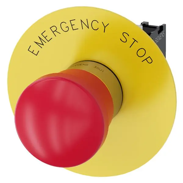 Siemens 3SU11501HA201CG0 3Su1 Emergency Stop, Push-Pull, Red Mushroom 40Mm