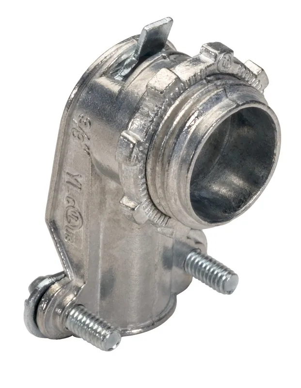 Topaz 108 3 inches BX-Flex Connector, 90°, Squeeze Type, Zinc