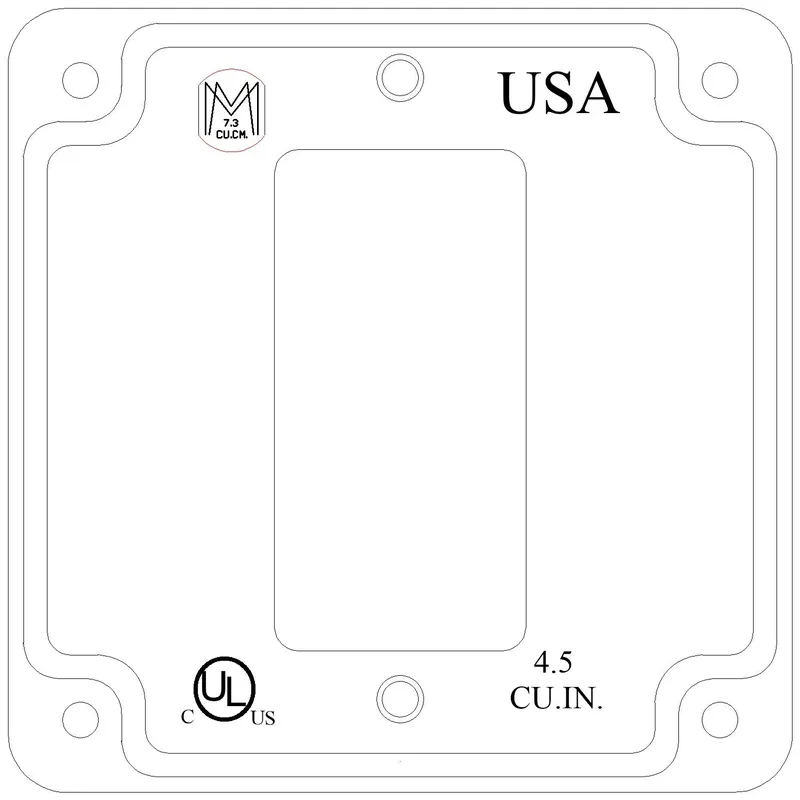 Mulberry Metal Products 11432 4 inch Square Cover, Raised 1/2 inch, GFI