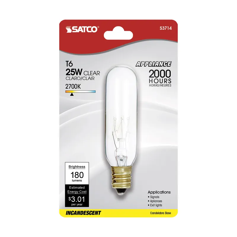 Satco S3714 25t6/cl/e12/120v/cd 25 watt