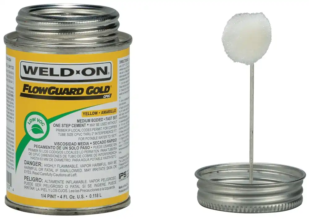 Weld-On 11029 FlowGuard Gold CPVC Medium-Bodied High-Strength Professional Plumbing Cement 1/4 Pint