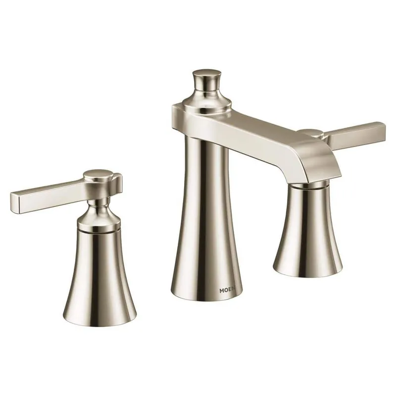 Moen TVS6984NL Flara Polished Nickel 8 inch Widespread 2-Handle High-Arc Bathroom Faucet, Valve Included