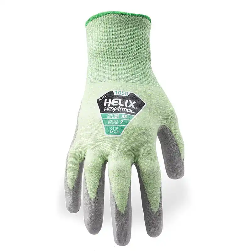 Hexarmor 1050-XL (10) Helix 18 Gauge HPPE, Nylon And Polyurethane Cut Resistant Gloves With Polyurethane Coated Palm and Fingertips