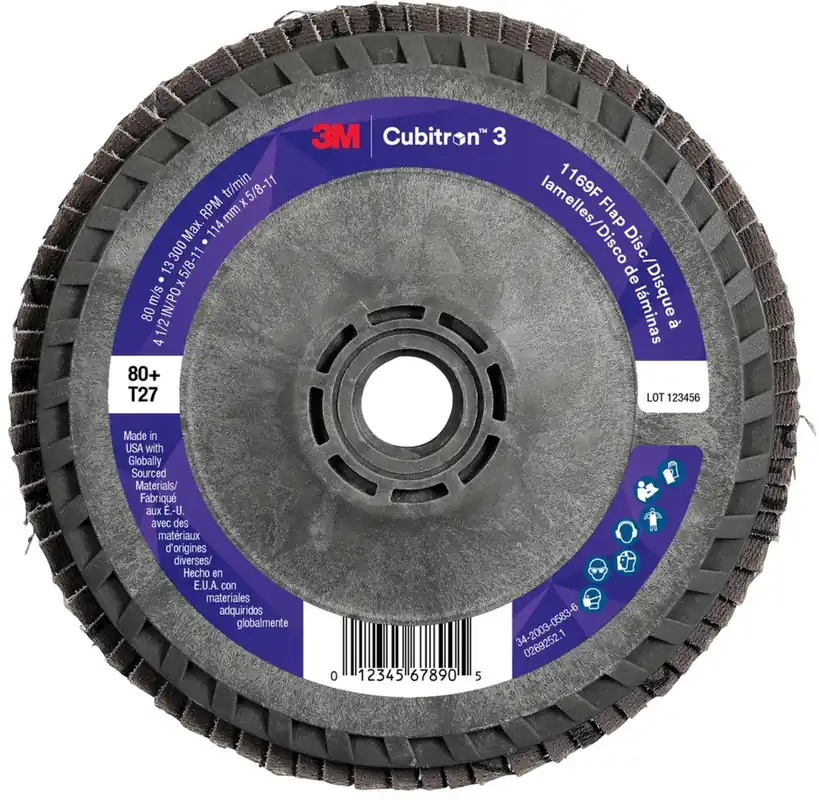 Cubitron 7100380300 3M™ 4-1/2 x 5/8-11 80+ Grit T27 1169F Cubitron™ 3 Flap Disc