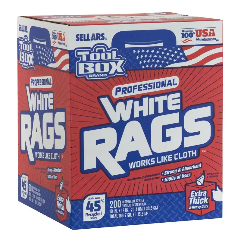 Sellars 58202 TOOLBOX White Rags - Box, 200 Sheets