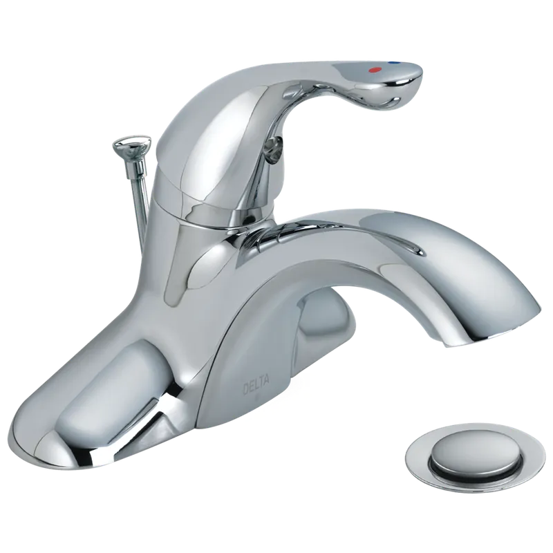 Delta 520LF-HGMHDF Lavatory Faucet HDF Centerset 4 Inch Spread 1 Lever ADA WaterSense 0.5 Gallons per Minute Metal Pop-up