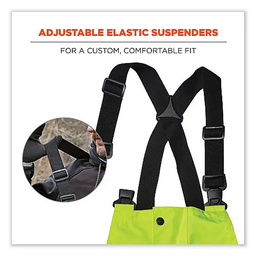 Glowear 25014 8918BK Hi-Vis Rain Bibs - Class E, Black Bottom