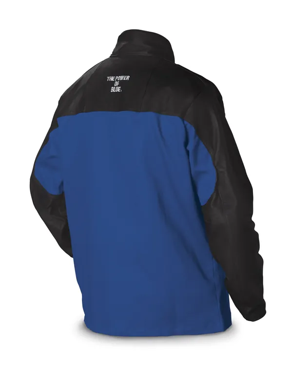 Miller Electric 231083 X-Large Black And Blue Indura/Leather Flame Resistant Jacket With Snap Button Closure