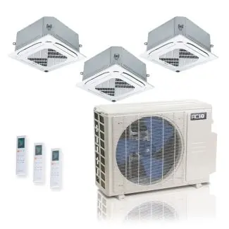 ACIQ ES-27Z-M4C Standard 25 SEER2 3 Zone Ceiling Cassette Mini Split Heat Pump System