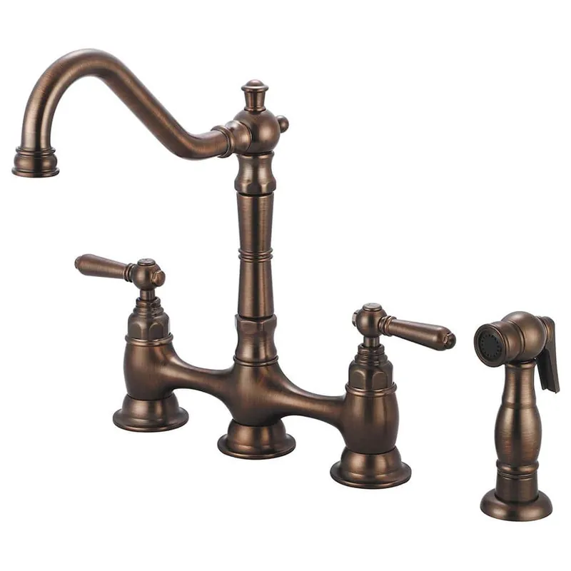 Pioneer 2AM501-ORB Americana Two Handle Kitchen Bridge Faucet with Spray 1.5 GPM