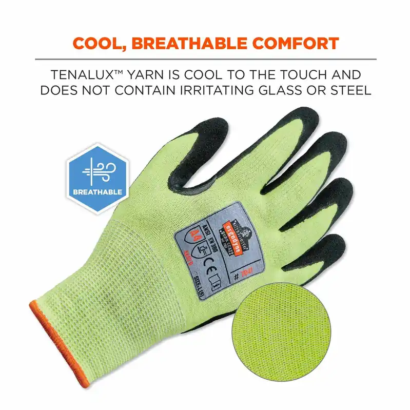 Ergodyne 17815 Proflex® 7041 tenalux cut resistant gloves with nitrile polyurethane coated palm and fingers (x-large)