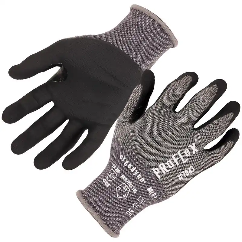 Ergodyne 10523 Proflex 7043 ANSI A4 Nitrile Coated CR Gloves, Medium, 1 Pair