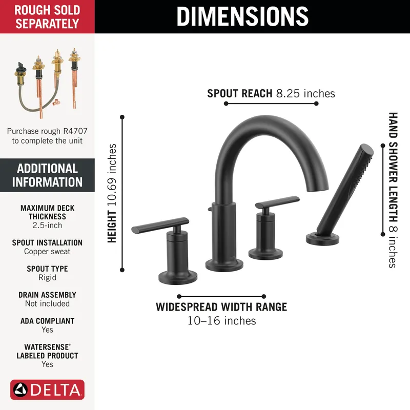 Delta Faucet T4742-BL Altado 2-Handle Trim 1.75 gpm