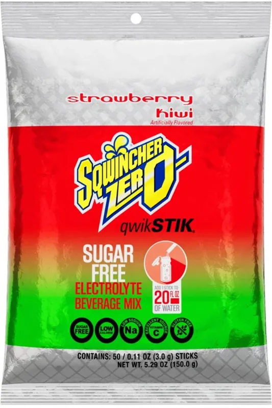 Sqwincher 159060975 Qwik Stik ZERO Strawberry Kiwi Flavor Powder Concentrate (.11 Ounce) Electrolyte Drink