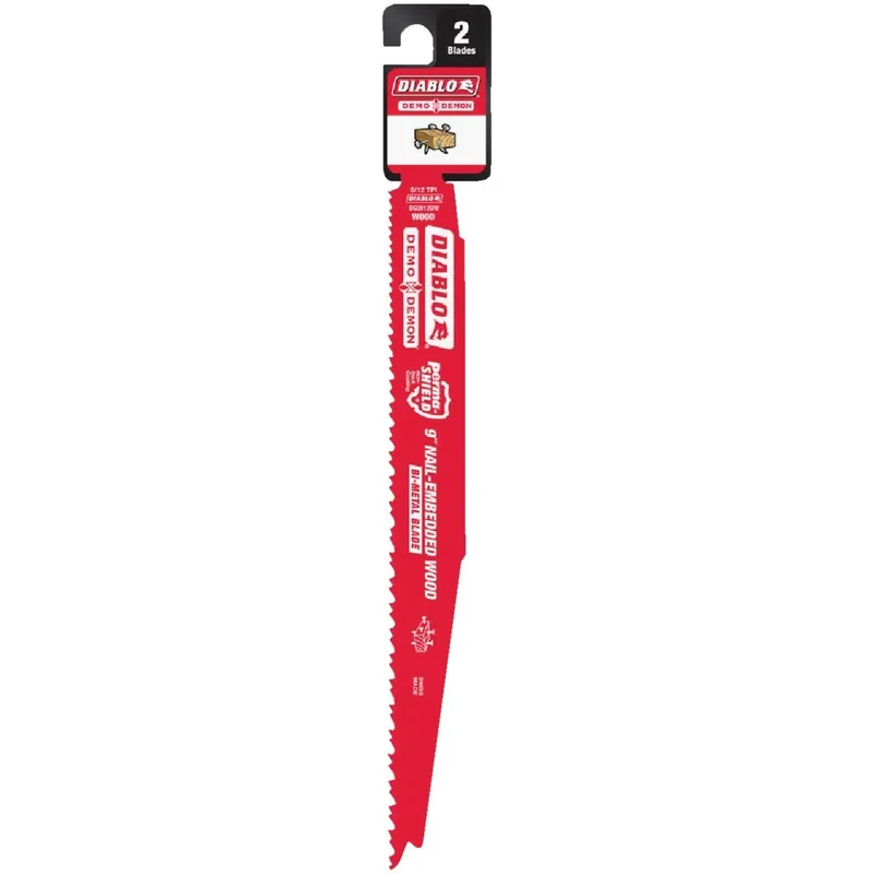 Diablo DS0912BW2 Demo Demon 9 In. 4/6 TPI Wood w/Nails Reciprocating Saw Blade (2-Pack)