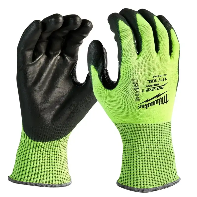 Milwaukee 48-73-8944 High Visibility Cut Level 4 Polyurethane Dipped Gloves- XXL