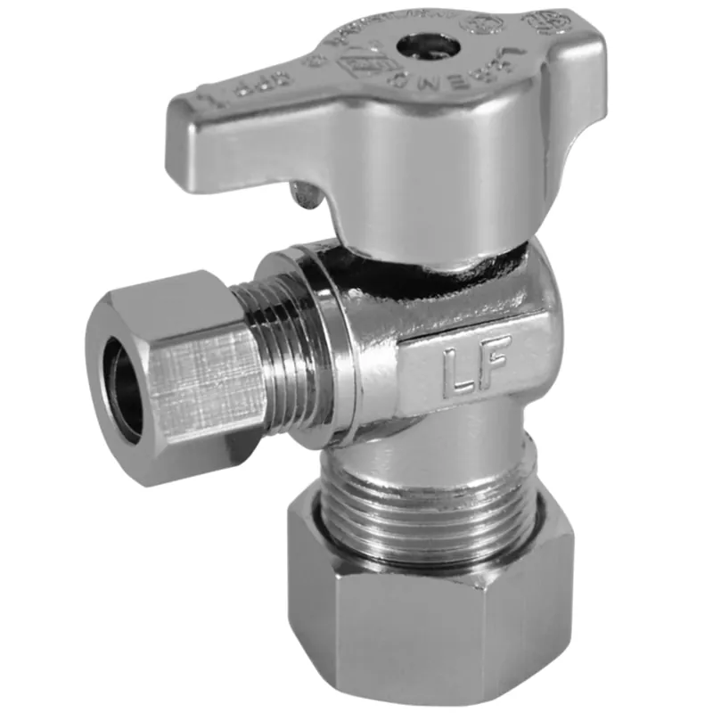 Legend Valve 114-604NL 5/8ODx3/8OD T595 No Lead Chrome Brass 1/4 Turn Angle Stop Valve