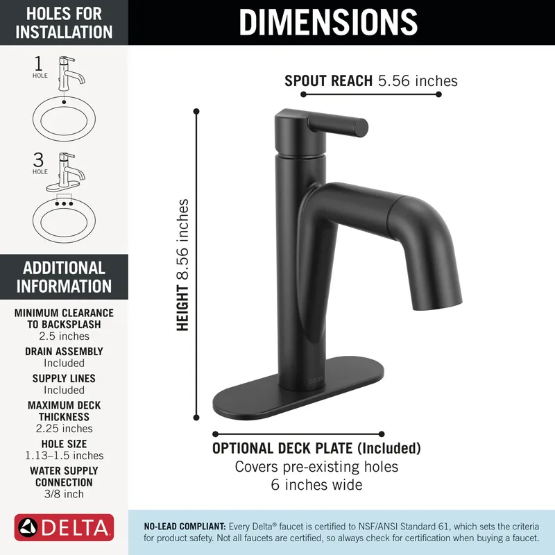Delta Faucet 15849LF-BLPD Nicoli Single Handle Pull-Down Bathroom Faucet